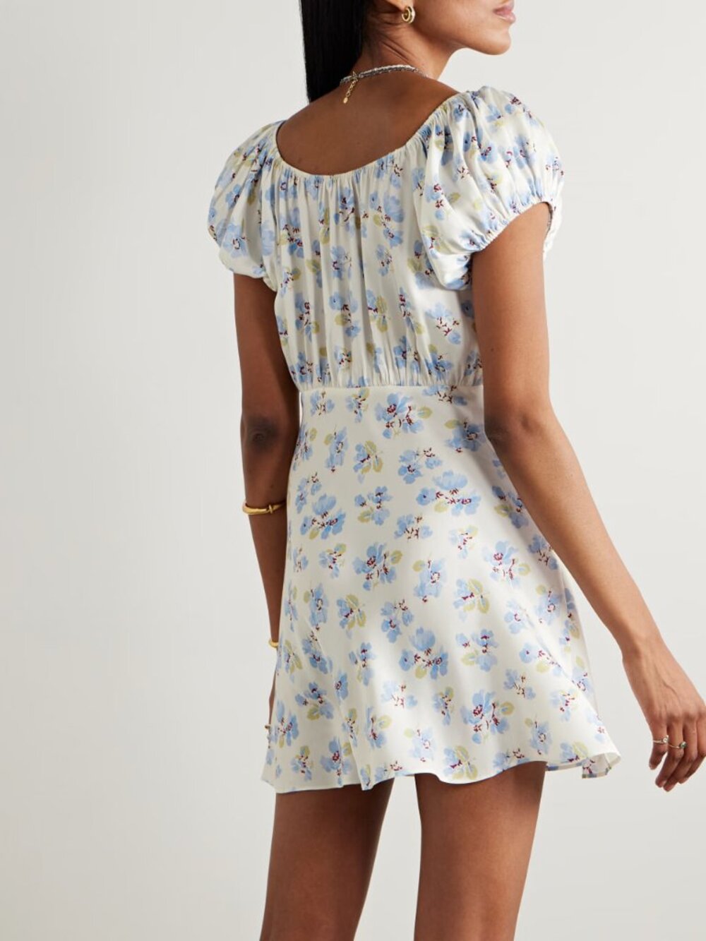 Doen NWOT Sera floral-print silk blend mini dress S